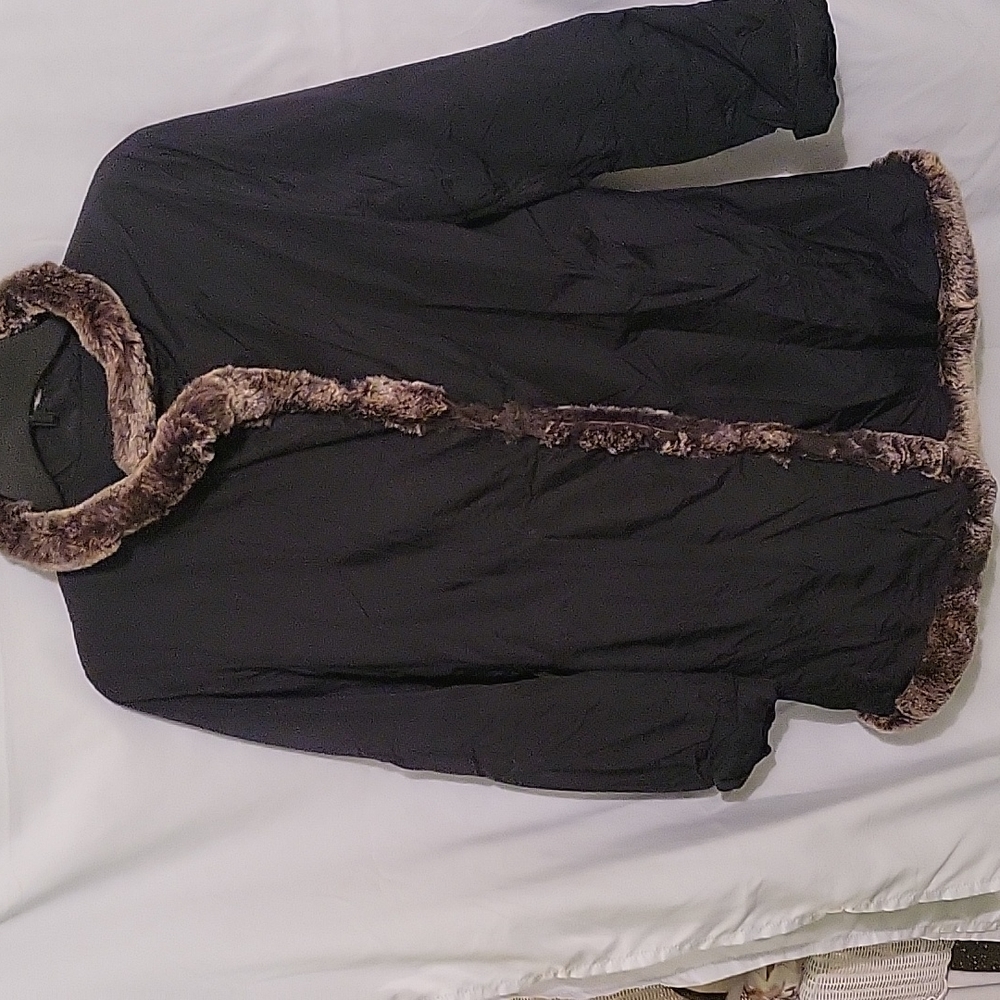 Genuine fur trimmed 3/4 coat